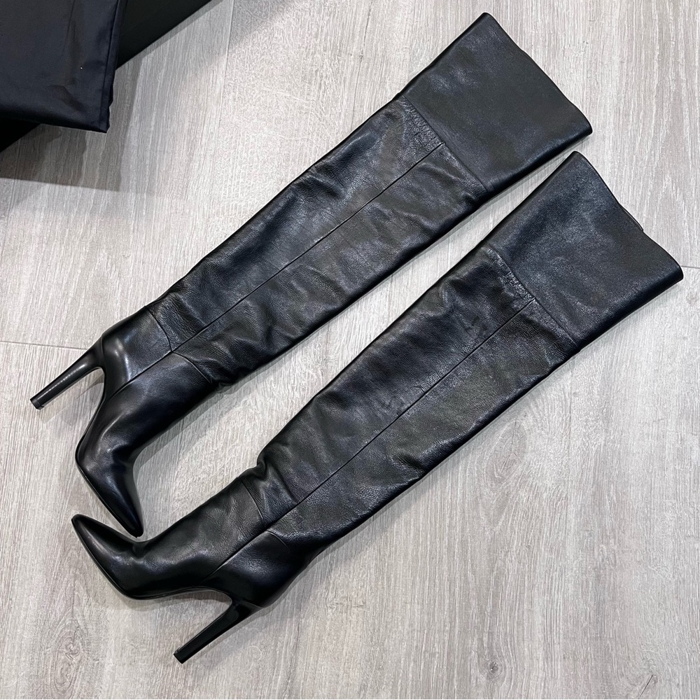 YSL Saint Laurent Over the Knee Boots Black - Picture 12 of 16